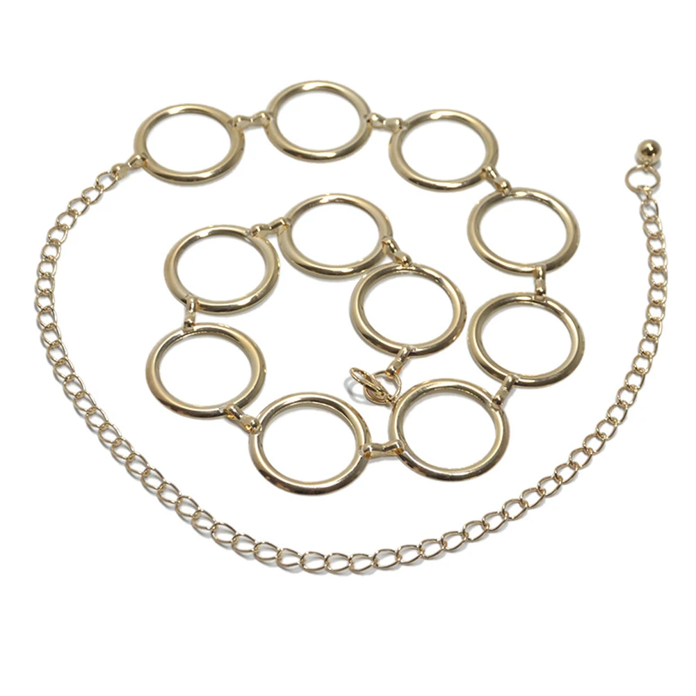 

Women Adjustable Metal Circle Thin Skinny Chain Waist Belt Dress Waistband Decor new