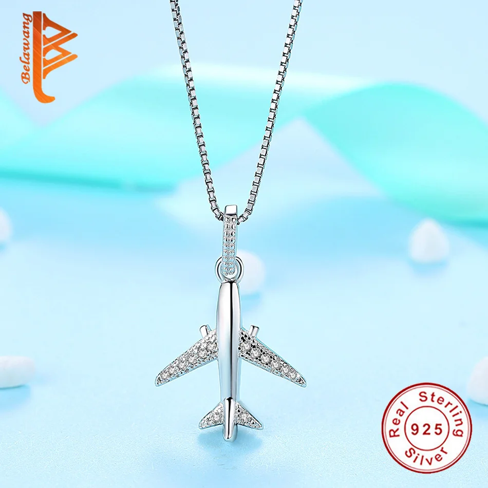Женское ожерелье из серебра 925 пробы с подвеской в виде самолета|fashion necklace|necklace