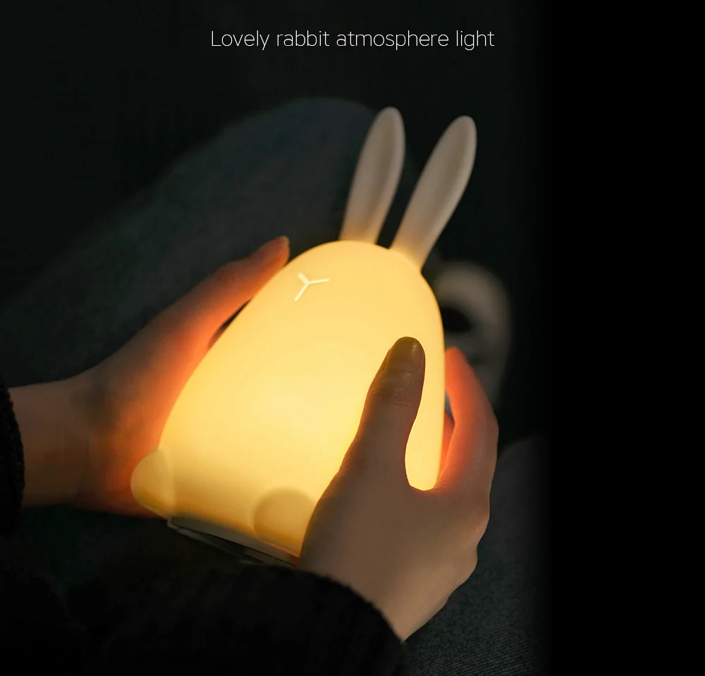 Милый ночной Светильник Mi rabbit, силиконовый, 7 цветов, сенсорный датчик, светодиодный светильник s, перезаряжаемая лампа с кроликом, 0,5 Вт, 5 В, регулируемый ночной Светильник s