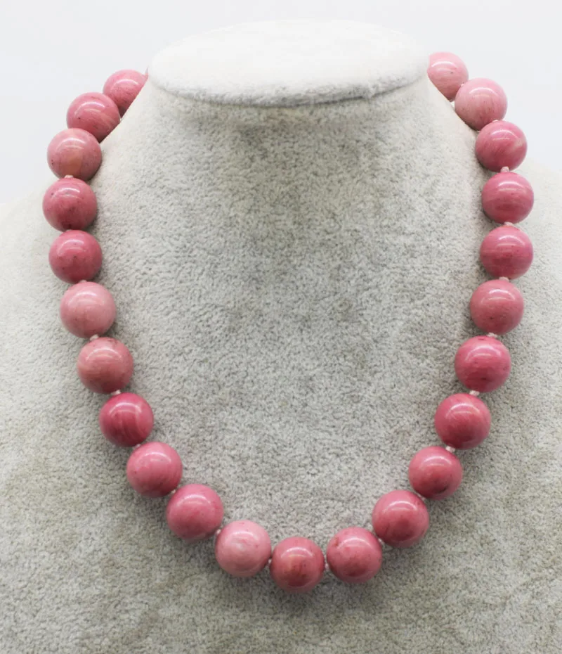 

Rhodochrosite pink round 12mm AA necklace 17inch FPPJ wholesale beads nature