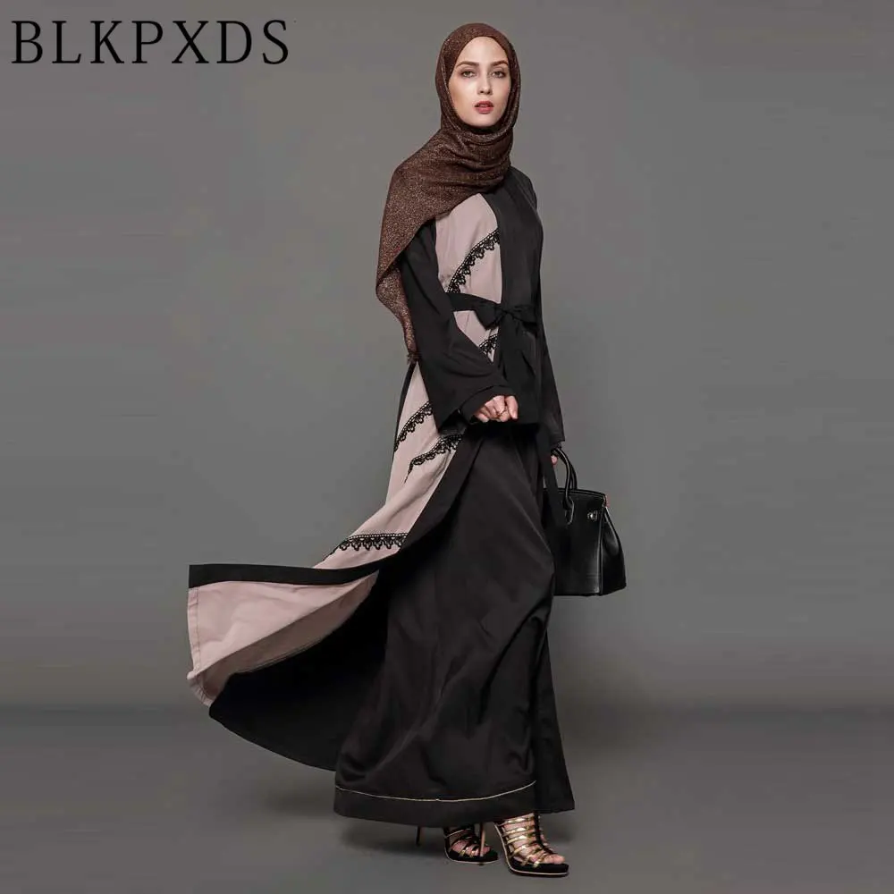 2018 элегантный кардиган Кружево лоскутное Для женщин Мусульманская одежда арабов