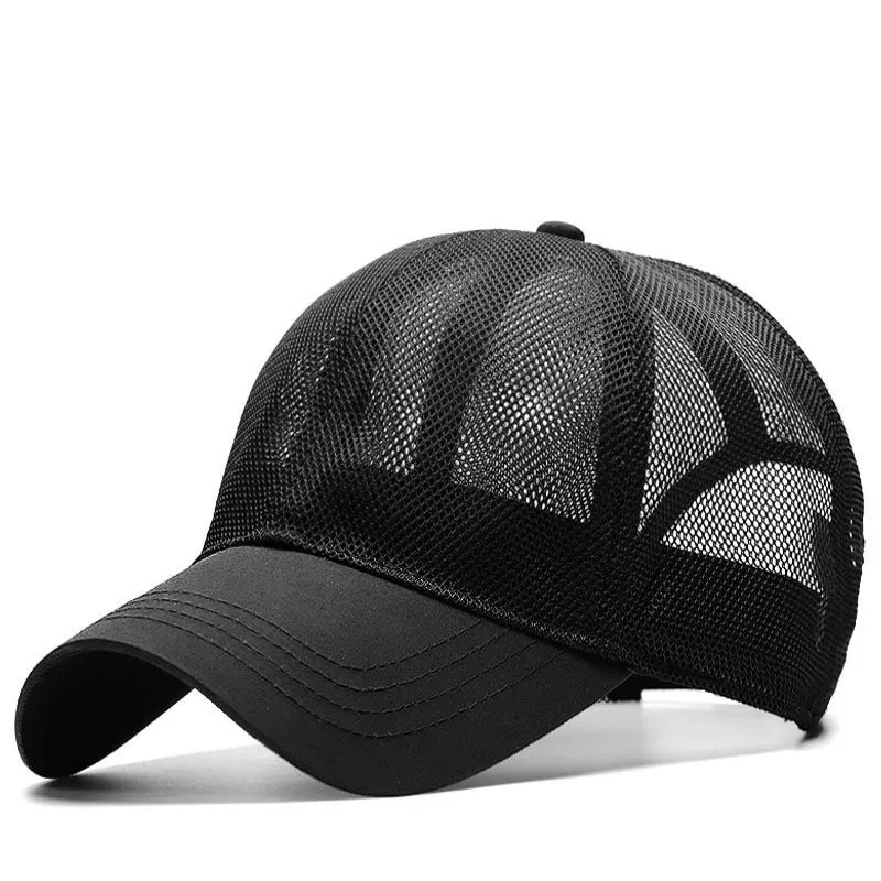 full mesh black Мужская кепка большого размера, летняя мужская кепка, сетчатая Кепка, Мужская кепка, быстро сохнет, s M 55-60 см L 60-65 см - Цвет: full mesh black