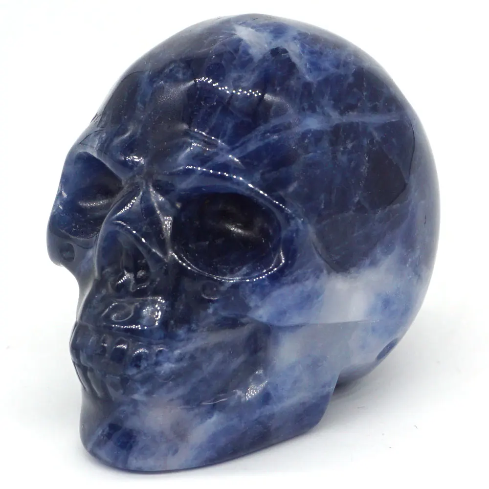 Статуэтка-череп натуральный камень голубой содалит кристалл резная статуя