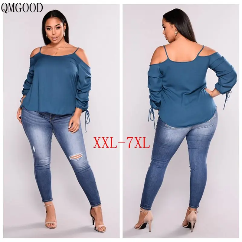 QMGOOD 5XL 6XL рваные джинсы с высокой талией женские большого размера пуш ап джинсовые