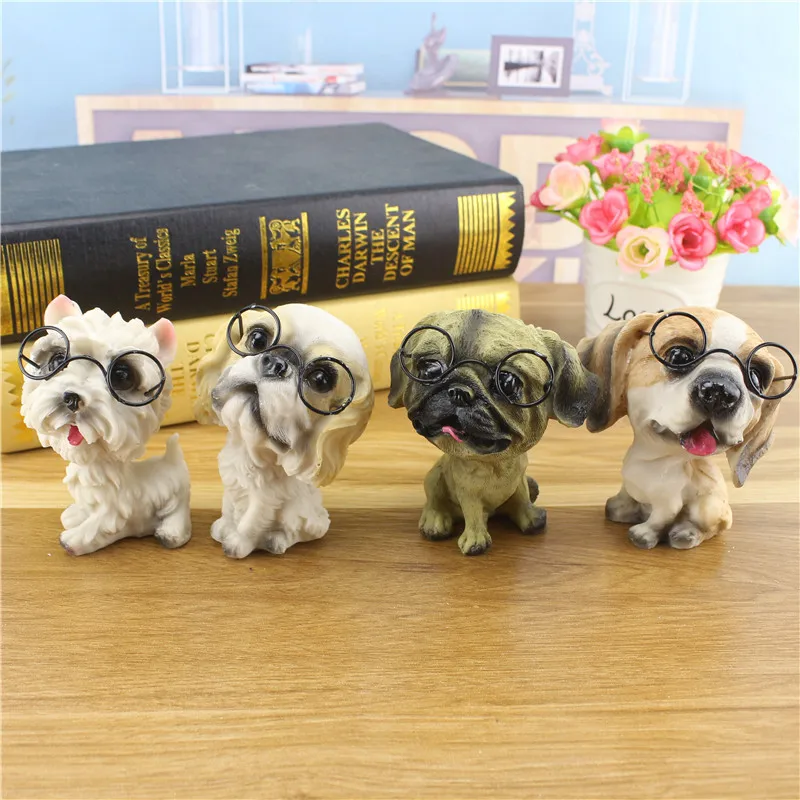 

Eyeglasses Puppies Creative Household Students Gift Decoration Animal Ornaments Resin Crafts Home Decor