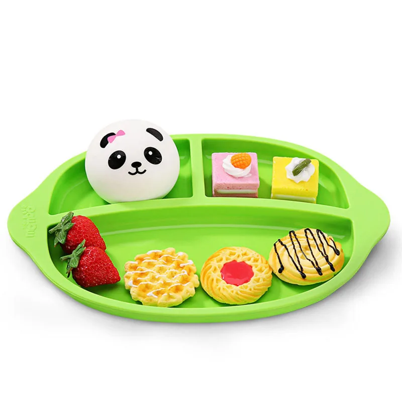 Silicone Baby Dining Divided Plate with Spoon Fork Lunch Tableware Kitchen Fruit Dishes Children Thick Bowl Utensils | Мать и ребенок