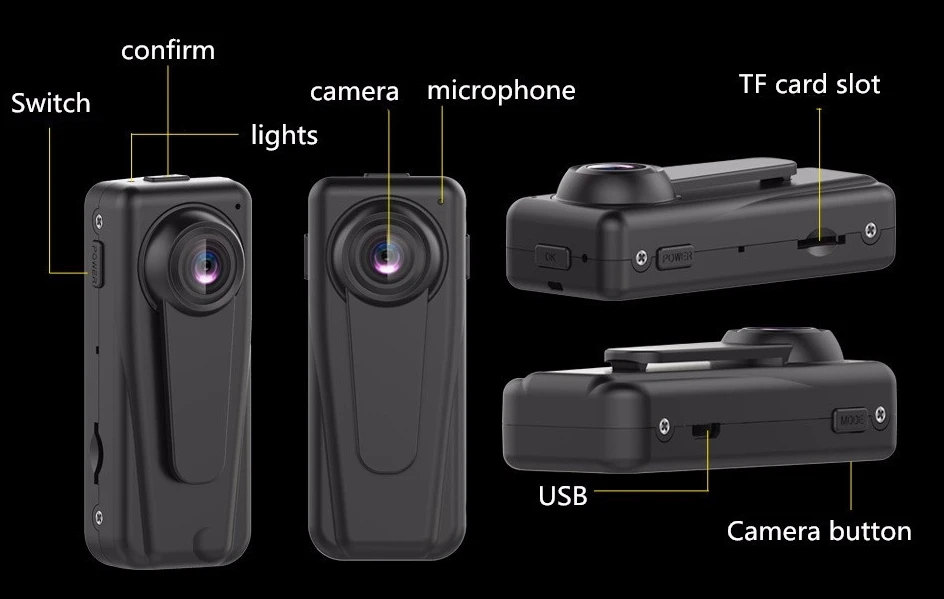 VRFEL 2018 Mini Camera Motion Detection Sport DV Portable Police Security Guard 140 Degree Audio Video Recorder | Электроника