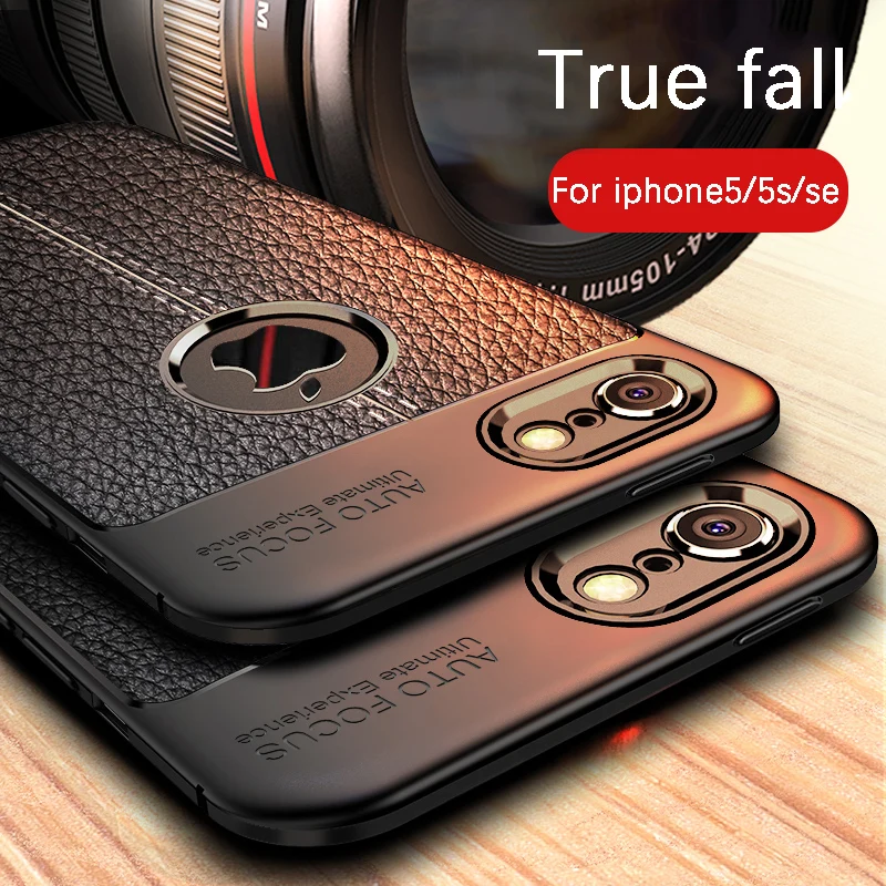 VOVTA Fitted Cases for iphone 5s 5 se case silicone black dirt-resistant cover luxury Litchi Leather |