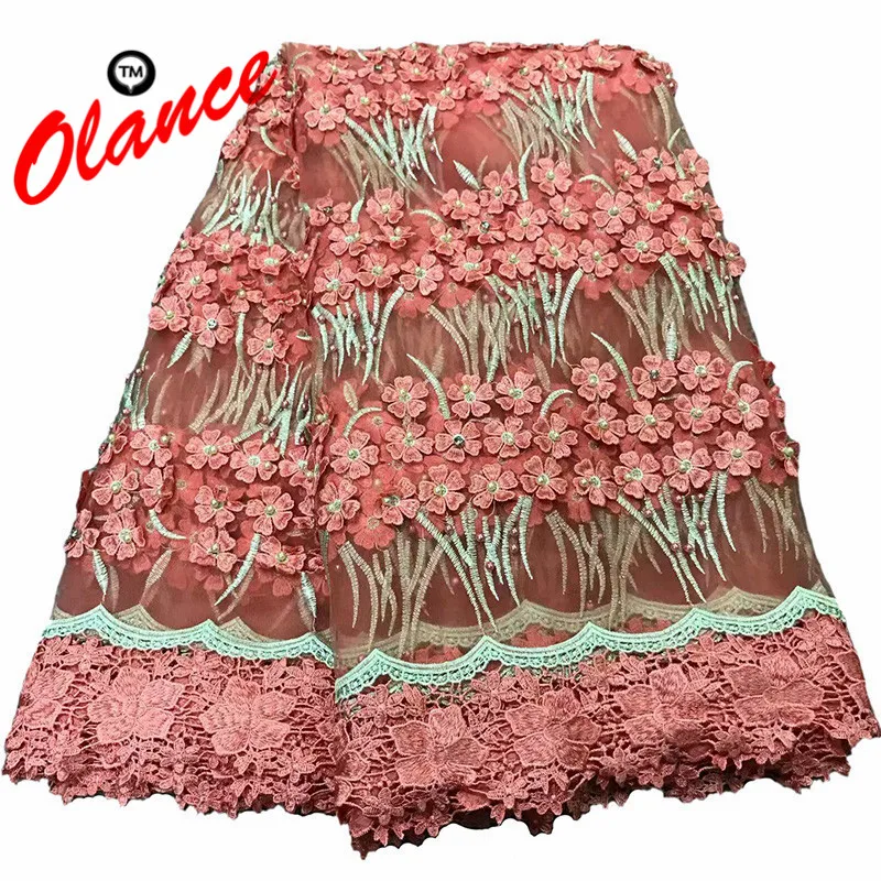 Быстрая доставка Элегантный дважды цвета бисер дизайн Аппликация Чистая кружева