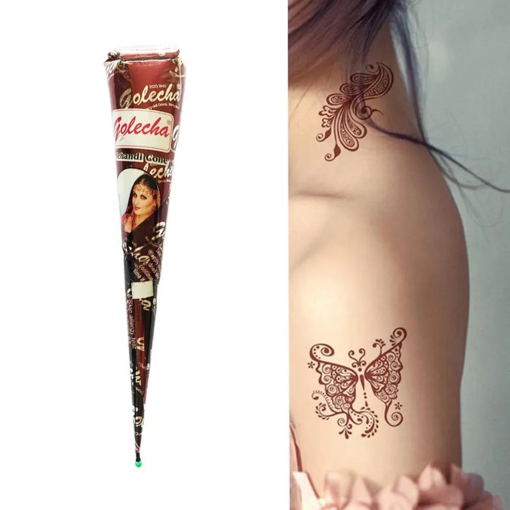 1 шт., Mehndi, натуральная коричневая индийская хна, тату-паста, конусы, коричневая тату-паста, крем, краска для тела, KAVERI, бренд 25 г
