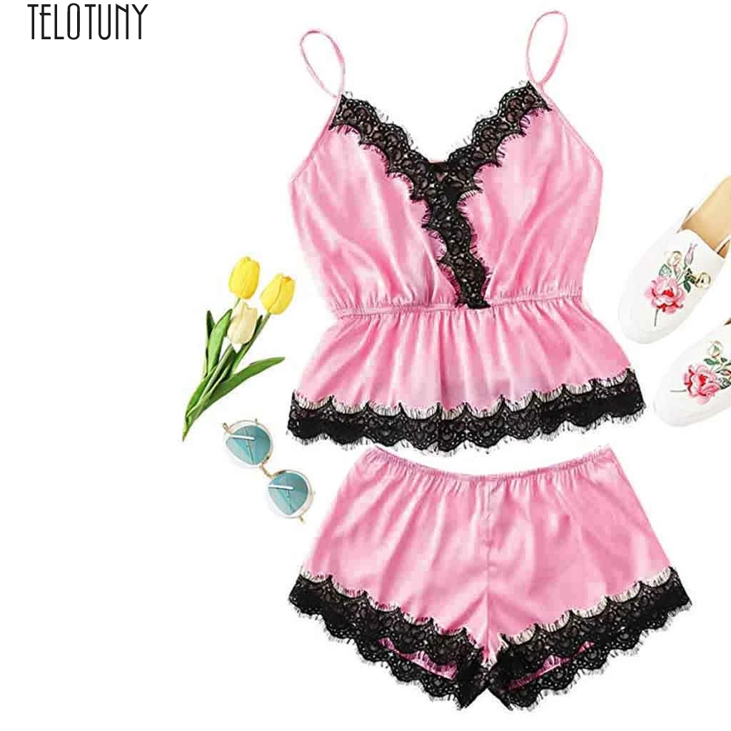TELOTUNY Ldies, нижнее белье, модное, для девочек, милое, кружевное, вышитое, шелковое нижнее белье и шорты, пижамные комплекты, женская одежда для сна, горячая новинка, Jan22