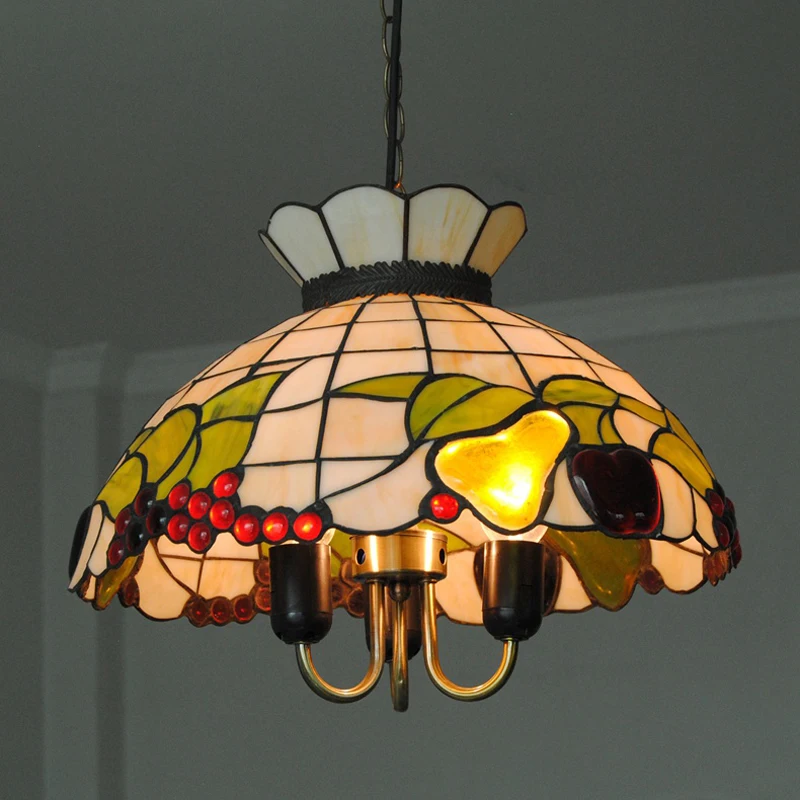 Витражная лампа в стиле Тиффани барокко подвесной светильник европейском с 3