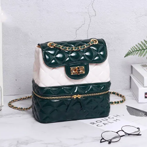 Green Mix White Женские желеобразные рюкзаки из ПВХ Cnady цветной рюкзак модная ромбовидная решетка Лолита Подростковые Сумки для девочек Школьный рюкзак Mochila - Цвет: Green Mix White