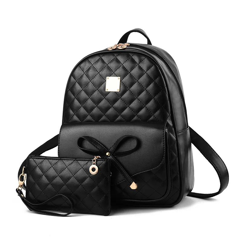 SWDF Women's Backpack Fashion Black PU Leather Backpack Women's Shoulder Bag Small Backpack Girls' Bags Mother and Daughter Bags