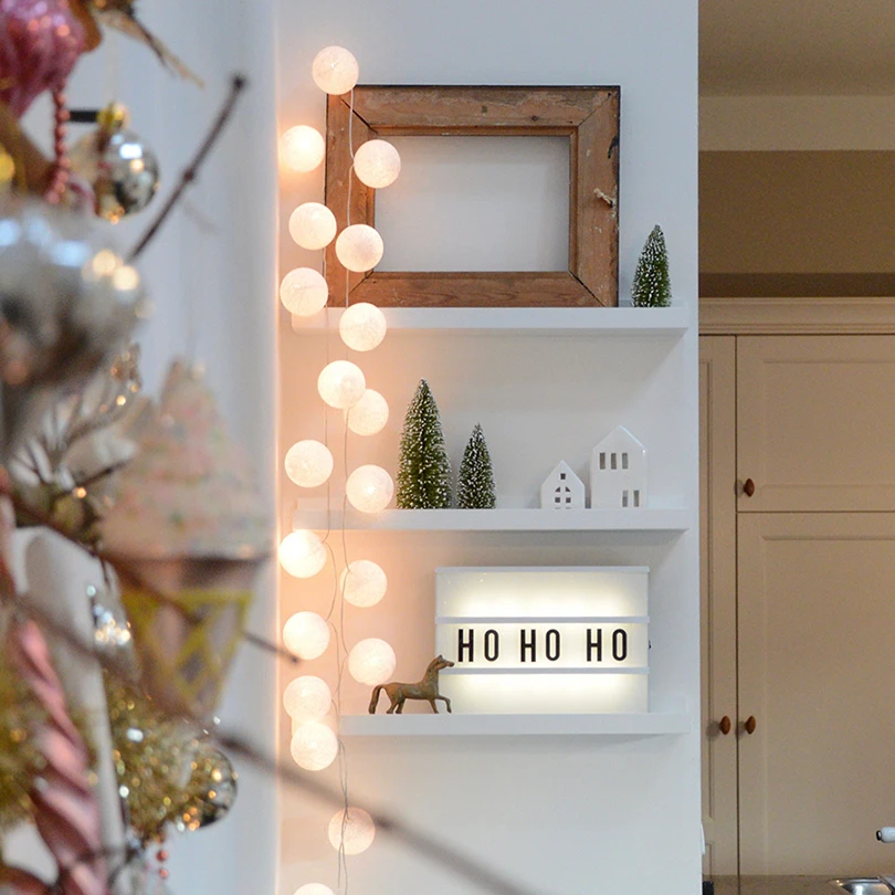 3m 20 leds Cotton Ball String Lights Battery Cotton Ball Light Chain Warm White Guirlande Lumineuse Christmas Holiday Lighting