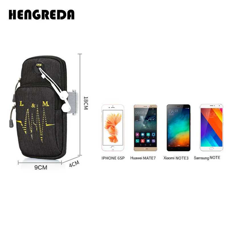 Новинка Runnng повязка на руку Hengreda эластичный пояс безотказная повязка на руку с отверстием для наушников держатель для телефона всех размеров телефонов