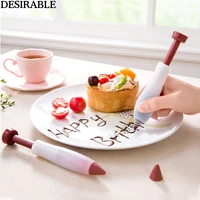 2 pcs silicone cake decorative pen bread dessert decorating tool icing piping pastry nozzles chocolate syringe pen baking tools