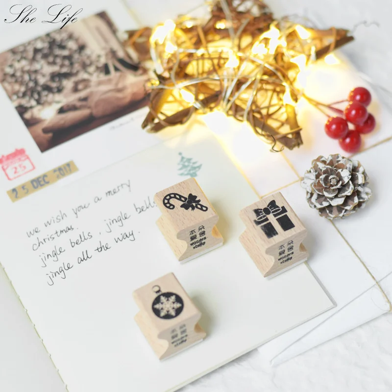 Мини винтажный Деревянный Штамп для скрапбукинга канцелярские принадлежности DIY