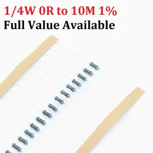 100 шт. 14 Вт 1-10 Мбитс, 1%, 1 кОм, 10K, 4,7 K, 2,2 k, 100R, 220R, 470R, 1234567890.4.5.6.7RK 0,25 Вт металлопленочный резистор, бесплатная доставка