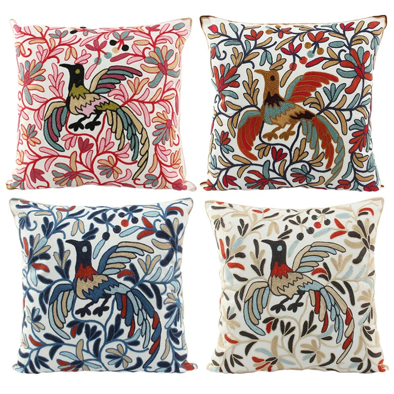 4 цвета Вышитый Чехол для подушки декоративный Феникс альмофада 45 см cojines decorativos