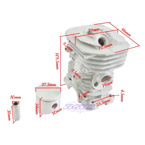 38 мм цилиндр поршень Кривошип корпус подшипника комплект ПОДХОДИТ HUSQVARNA 137 142