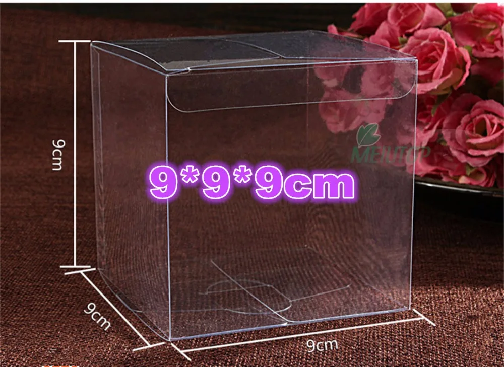 Оптовая продажа 9 * см ясно пвх кубических окно для отображения чехол конфеты +