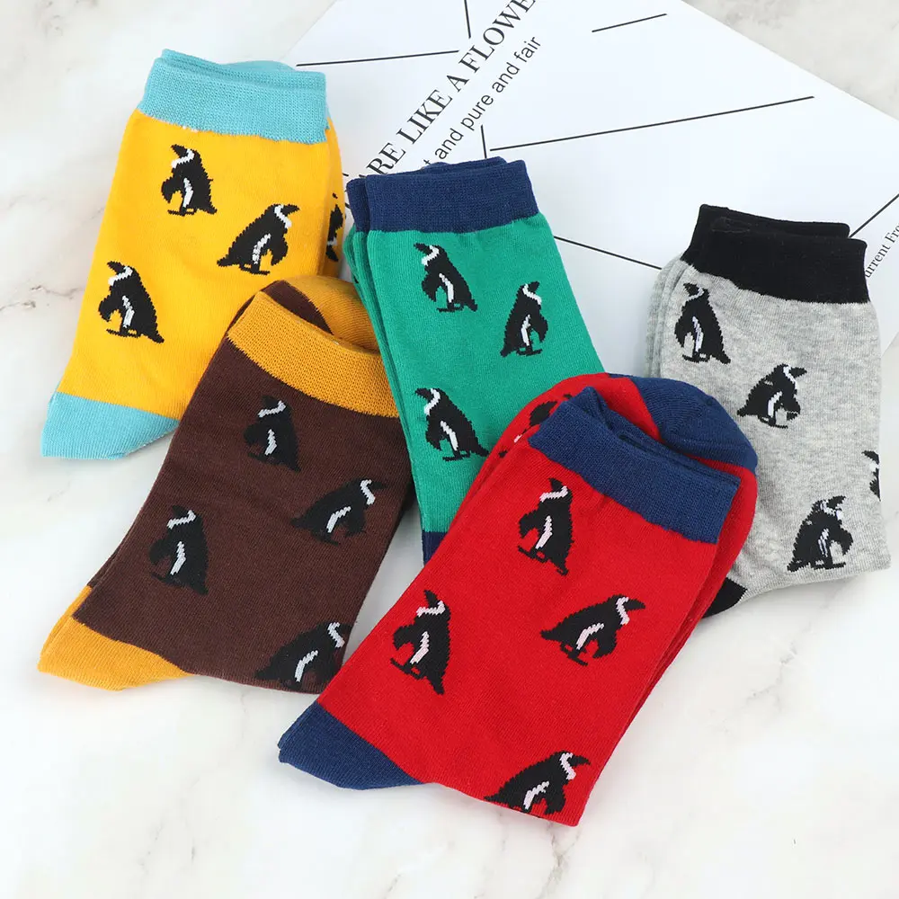 1 пара Хлопковых Носков на каждый день с рисунком милых пингвинов модные теплые