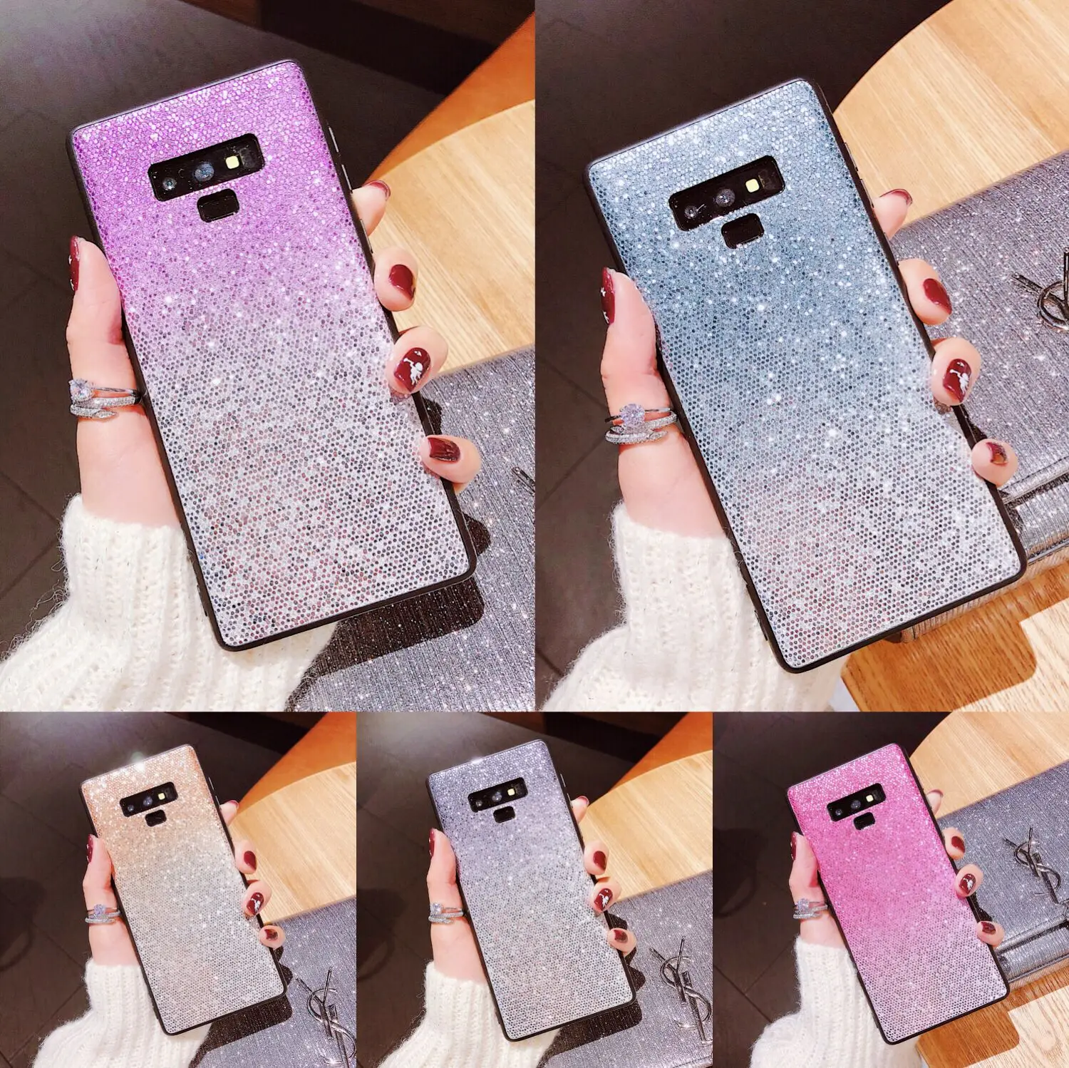Для samsung S8 S9 плюс Чехол для телефона S7 край блестки в виде ракушки со стразами с