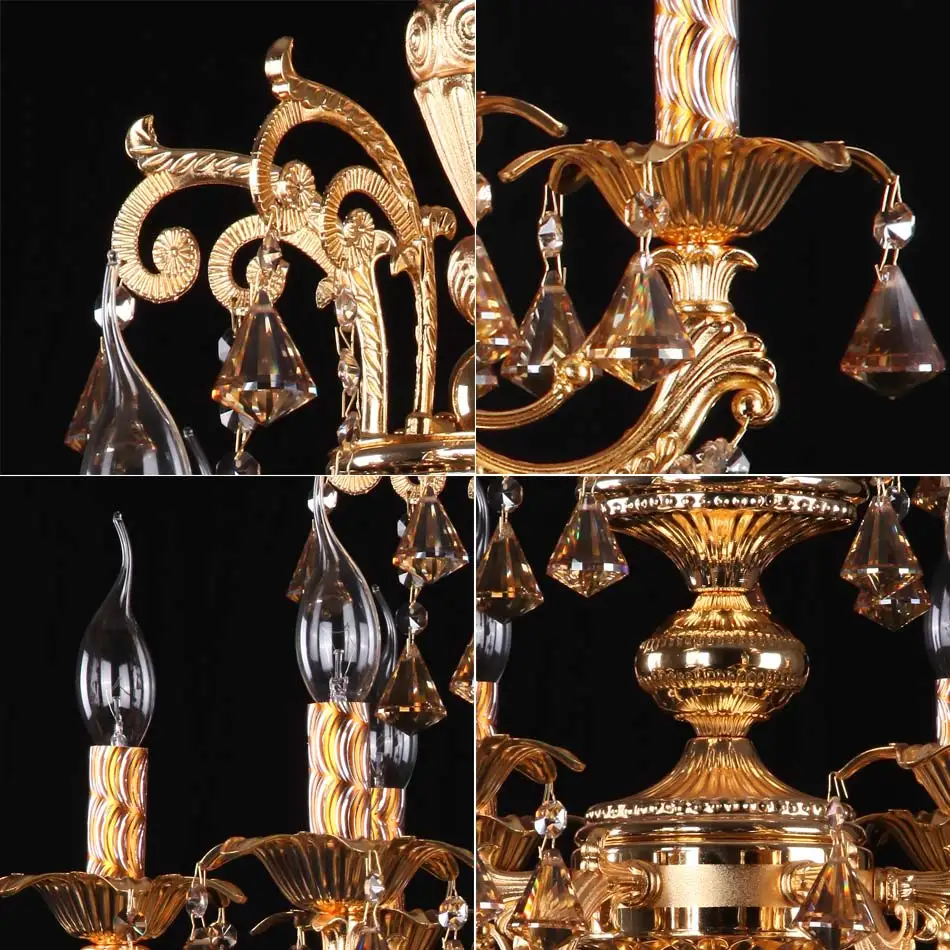 Large Royal Gold Chandelier K9 Diamond Crystal Lighting pendant Hanging Light For Foyer Church Villa lamp project hotel lighting | Освещение