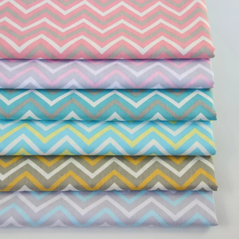 

100% cotton twill cloth GRAY PINK AQUA BROWN BLUE slim chevron fabrics for DIY crib bedding cushion patchwork handwork decor