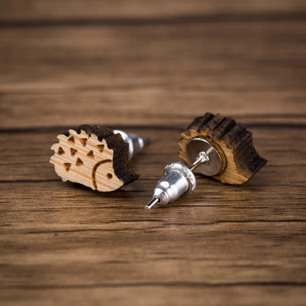 Ромашки милый в виде Ёжика деревянный стержень EarringsFor Для женщин мужчин