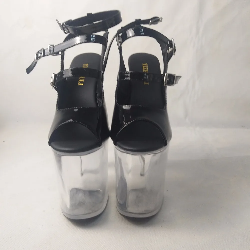 Туфли на высоком прозрачном каблуке и платформе 8 дюймов для танца с шестом 20 см
