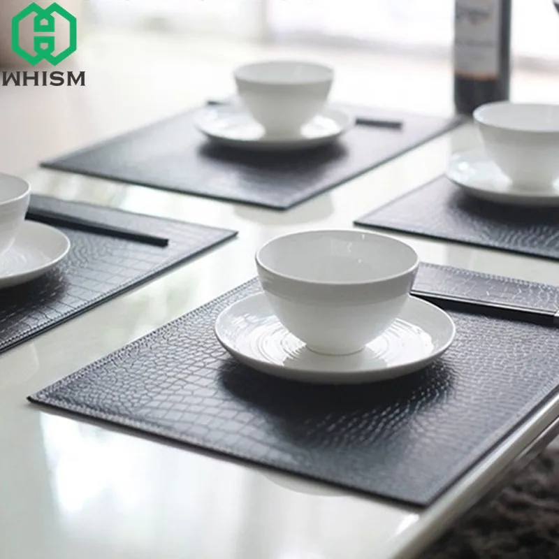 WHISM 45x30 см крокодиловый коврик для кухонного стола из искусственной кожи Коврик для пикника изоляционный коврик настольные коврики для обеденного стола