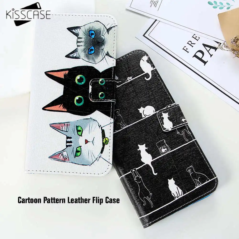 Флип-Чехлы kisscase для iphone 5 чехлы 5s SE 6 6s Plus 7 чехол с милым мультяшным котом кожаный