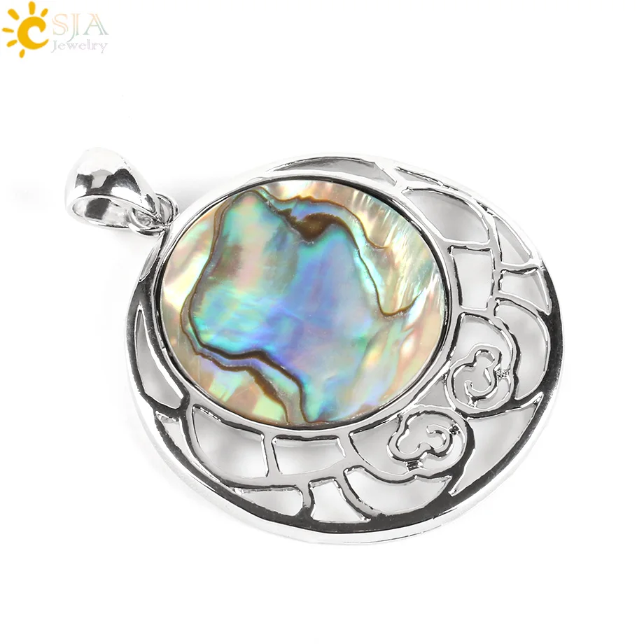 CSJA этнический Paua натуральный Абалон ракушка Подвески ожерелье полые Восточное