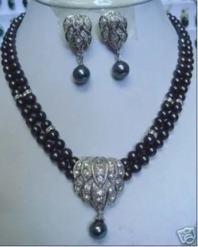 6 цветов 2 ряда белый/розовый/черный жемчуг зеленый/красный камень ожерелье