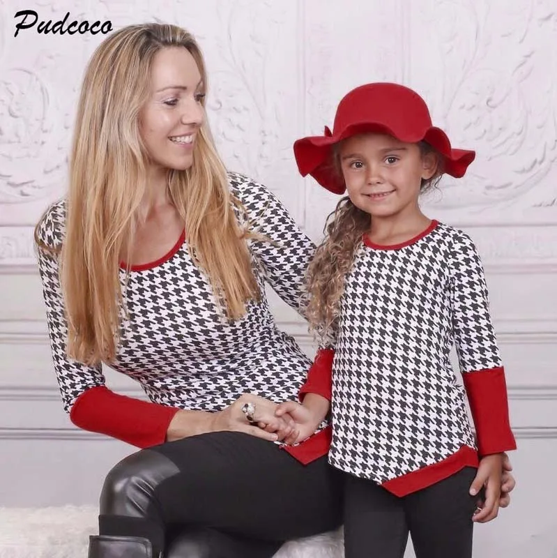 Pudcoco 2018 Семейные блузки для женщин и девочек топы осенняя новая Лоскутная одежда