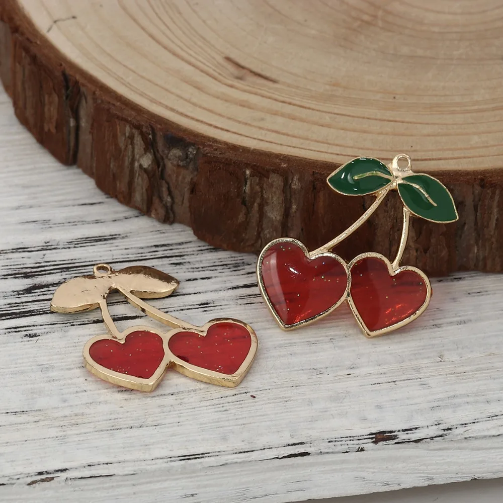 DoreenBeads подвески из сплава цинка вишневые фрукты Золотая установка красная