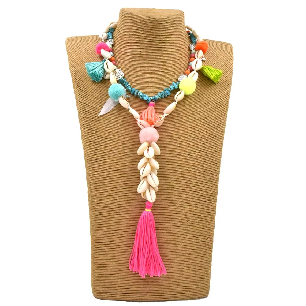 Новый богемский чокер ожерелье красочные ожерелья с подвесками и кисточками