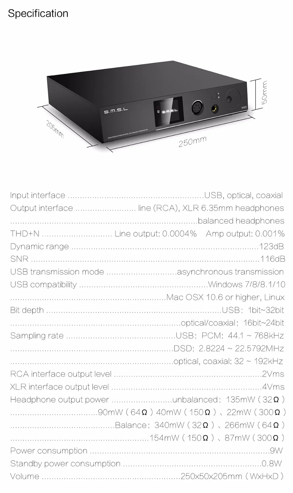 DAC SMSL M10 полный сбалансированный усилитель для наушников Поддержка DSD512 PCM768kHz USB цифровой декодер усилитель мощности AK4497 чип Новинка