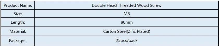 M8X80 с двойным резьбовым головкой шурупы для мебели лестница поручни 25 шт./кор