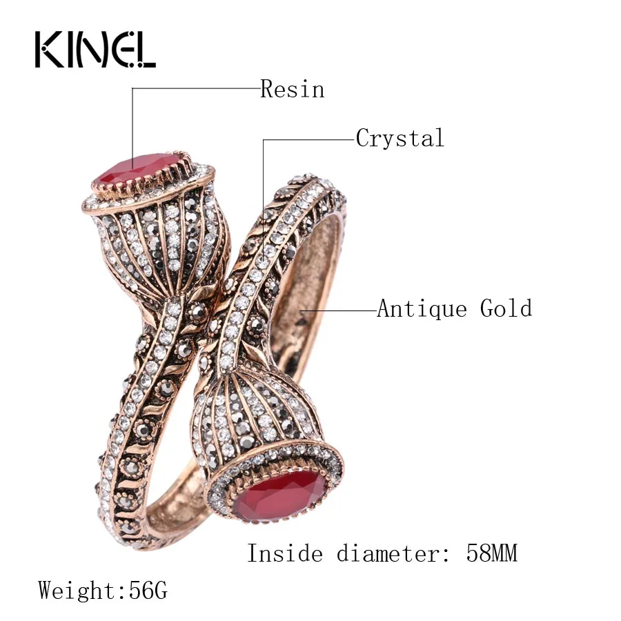 Женский винтажный браслет золотистого цвета античные красные полимерные