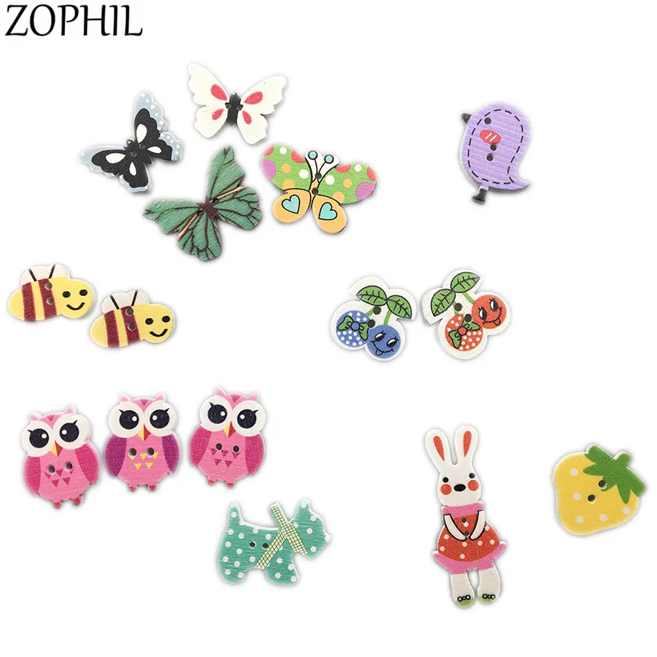 ZOPHIL 50 шт. животные мультфильм игрушки с рисунком деревянные бабочки Колт