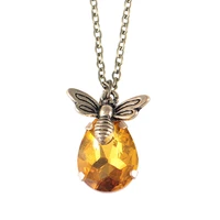 fashion cute girls retro bee pendant necklace women vintage animal choker necklace female jewelry party friends gift