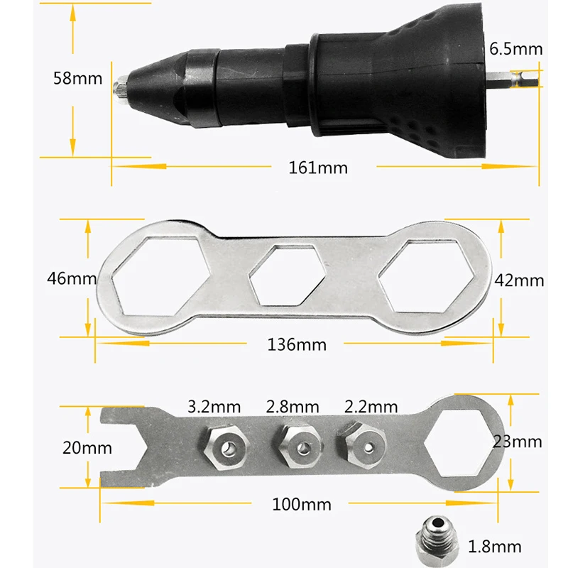 

Electric Rivet Nut Gun Riveting Tool Cordless Riveting Drill Adaptor Insert nut tool Multifunction Nail Gun Auto Rivet