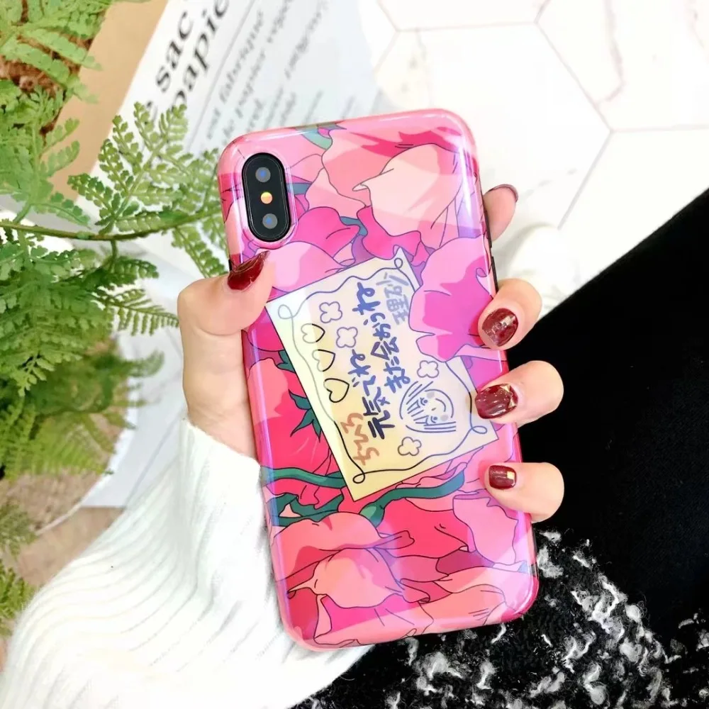 ORYKSZ чехол новый мультфильм цветы телефон для iphone X 6S 6 7 8 Plus Роскошные силиконовый |