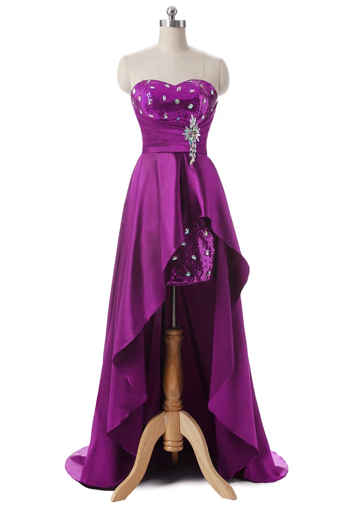purple CEEWHY, вечерние платья с блестками и кристаллами, Длинные Abendkleider Vestido de Noiva, короткие спереди и сзади, Длинные вечерние платья со шлейфом для выпускного вечера - Цвет: purple