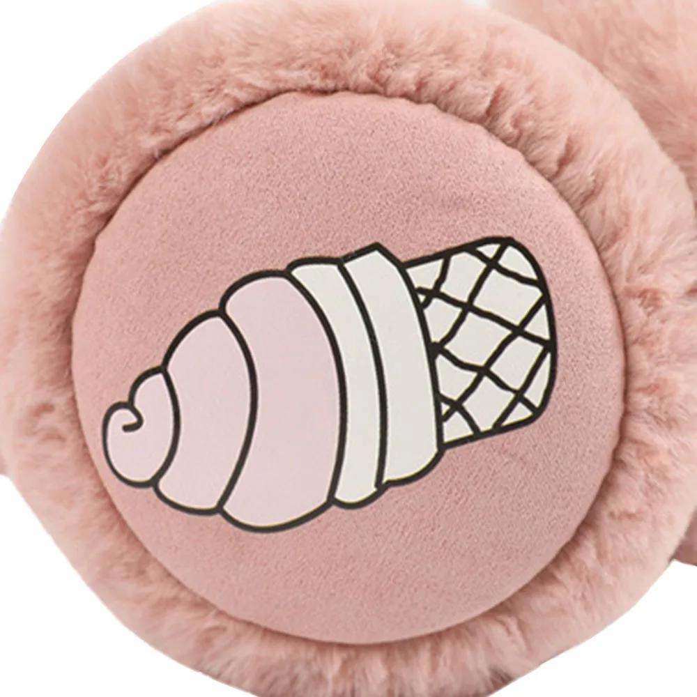 Женские модные теплые зимние плюшевые наушники с милыми мультяшными принтами