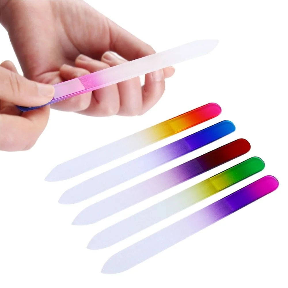 20 Pcs Professional Glass Nail File Colorful  Sanding Polishing Grinding NailFile For Manicure Wholesale