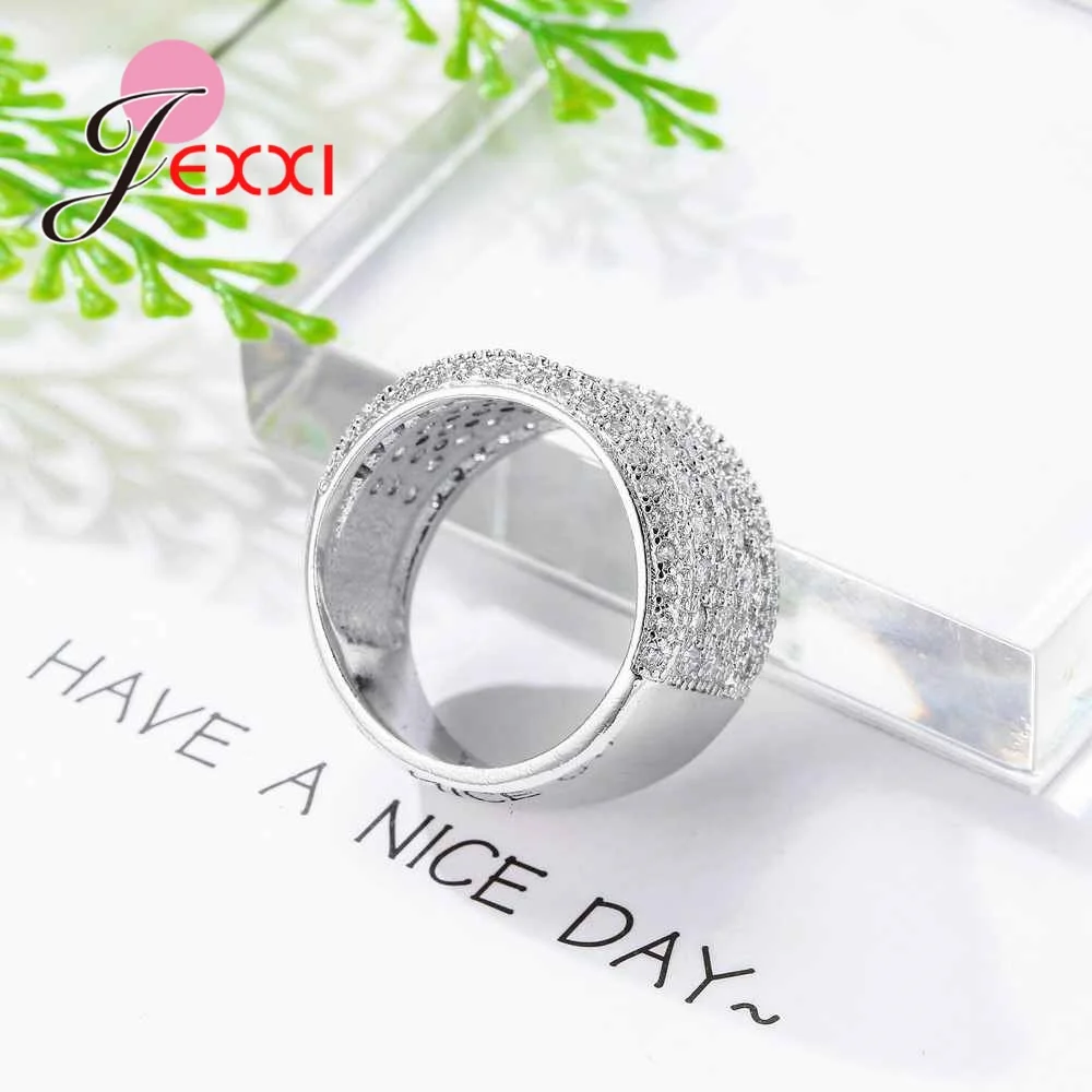 Кольца из серебра 925 пробы с блестящим кубическим цирконием|wide band ring|band ringreal sterling